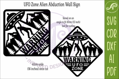 UFO Warning Sign SVG Human Abduction Wall Art Laser Cut Fi Product Image 3