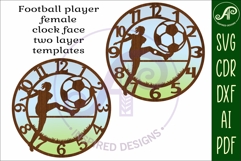 Football female player wall clock laser cut files, SVG Product Image 3