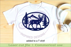 Mule Deer mountain scene Oval wall sign laser cut file Product Image 3