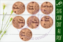 Mermaid themed Baby monthly milestone discs SVG laser Product Image 3