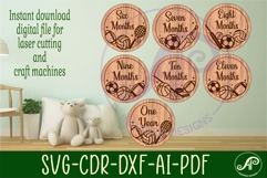 Sports balls themed Baby monthly milestone discs SVG laser Product Image 3