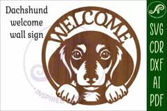 Welcome sign with dachshund dog wall art sign, SVG file. vec Product Image 3