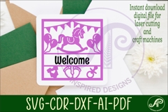 Baby name sign Rocking horse laser cut design or card Product Image 3