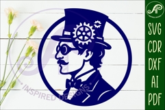 Steampunk man profile laser cut wall sign Product Image 4