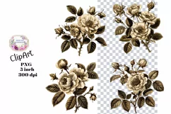 Flowers, Ephemera, PNG, Junk Journal, Vintage, clipart Product Image 1