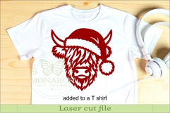 Christmas Highland Cow SVG Santa Hat Laser Cut File Product Image 3