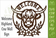 Highland Cow Welcome Floral Wall Sign SVG Farmhouse Door Product Image 3