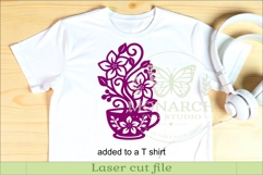 Floral Coffee Cup Wall Art SVG, Kitchen Decor Laser Cut File Product Image 3