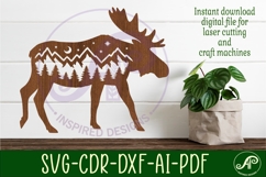 Moose forest scene wall art sign, SVG file. vector Product Image 3