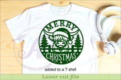 Highland Cow Merry Christmas Sign SVG Laser Cut File Product Image 3