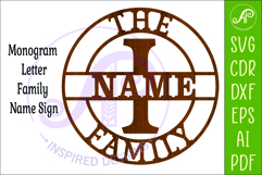 Monogram Family Letter I Name Sign SVG Product Image 3