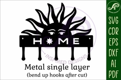 Sun Home Key Holder SVG Laser Cut File Entryway Hooks Product Image 3