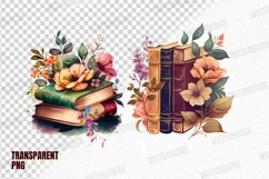 PNG Watercolor Floral Books Clipart Product Image 4