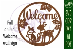 Welcome fall animal wall sign svg laser cut file Product Image 3