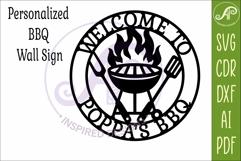 Welcome To Poppa’s BBQ SVG. Grill Wall Sign Laser Cut Product Image 3