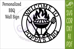 Welcome To Poppa’s BBQ SVG. Grill Wall Sign Laser Cut Product Image 3