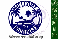 Welcome to paradise beach house wall sign, SVG file. Product Image 3