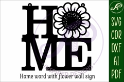 Home word with flower wall art sign, SVG file. vector Product Image 3