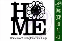 Home word with flower wall art sign, SVG file. vector Product Image 3