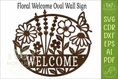 Floral Welcome Sign SVG, Wildflower Door Hanger, Butterfly Product Image 3
