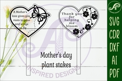 Mother&#039;s day plant stake laser engraved SVG heart shapes Product Image 3
