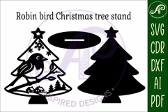 Christmas tree stand, laser cut file, Robin bird Product Image 3