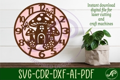Mushroom house clock wall clock laser cut files Product Image 3