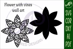 Flower with vines and flowers wall art sign, SVG file Product Image 3