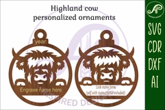Highland cow Christmas Ornament SVG Product Image 3
