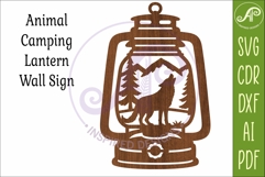 Camping Lantern Scene Wolf Wall Sign Product Image 3