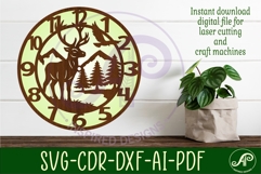 Red deer stag clock wall clock laser cut files Product Image 3