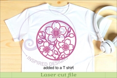 Cherry Blossom Flower Wall Art SVG | Round Floral Laser Cut Product Image 3