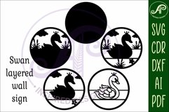 Swan layered wall sign svg laser cut file Product Image 3