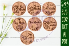 Cowgirl Baby monthly milestone discs SVG laser engraved Product Image 3