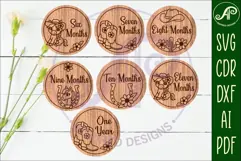 Cowgirl Baby monthly milestone discs SVG laser engraved Product Image 3