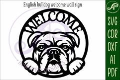 Welcome English Bulldog wall sign svg laser cut file Product Image 3