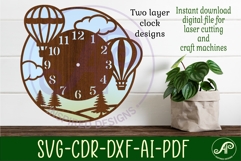 Hot air balloon fields wall clock laser cut files Product Image 3