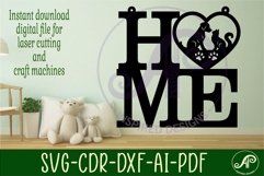 Home word with cat and dog wall art sign, SVG file. vector Product Image 3