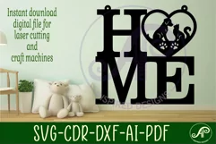 Home word with cat and dog wall art sign, SVG file. vector Product Image 3