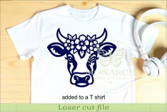 Floral Cow Laser Cut File, Farmhouse Cow Wall Decor SVG Product Image 3