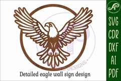 Eagle front on wall sign svg laser cut design Product Image 3