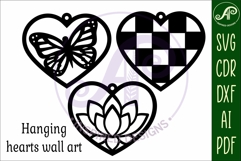 Hanging hearts wall sign, laser cut design 1 Product Image 3