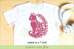 Floral Cat Wall Art SVG, Cat Lover Laser Cut Sign Decor Product Image 3