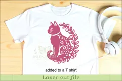 Floral Cat Wall Art SVG, Cat Lover Laser Cut Sign Decor Product Image 3