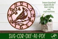 Cardinal Bird Wall Clock SVG, Laser Cut Clock Design Product Image 3