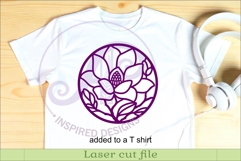 Magnolia Flower Wall Art SVG | Round Floral Laser Cut File Product Image 3