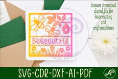 Bees and flowers name sign svg laser cut template Product Image 3