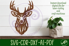 Stag deer face wall art sign, SVG file. vector Product Image 3