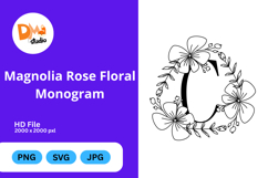 Magnolia Rose Floral Monogram Product Image 1