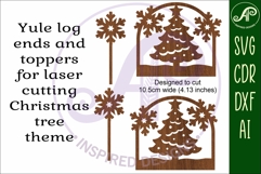 Yule log ends and toppers Christmas desert laser cut design Product Image 3
